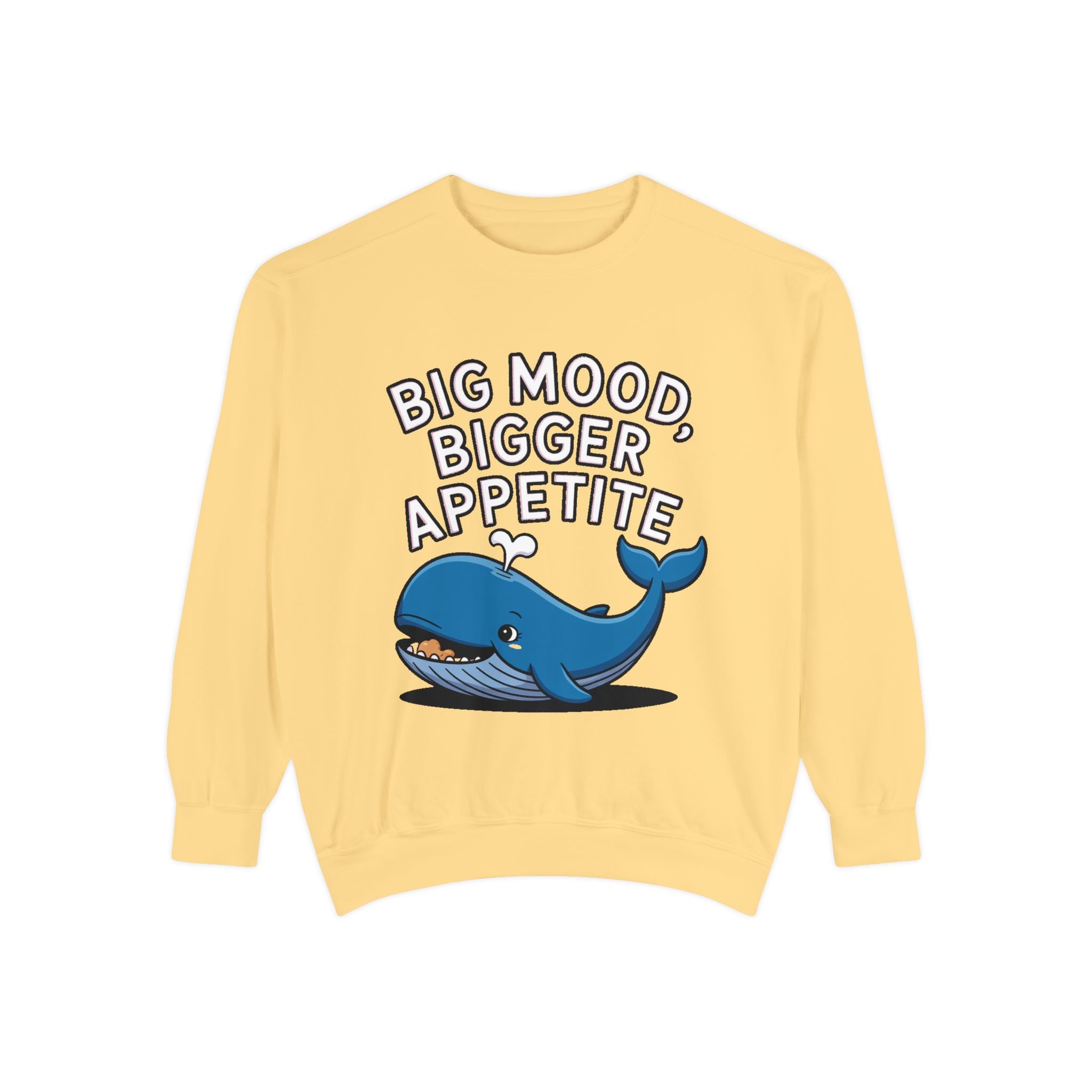 Big Mood Whale Sweatshirt, Funny Whale Snack Crewneck, Cute Cartoon Whale Lover Gift, Big Appetite Sweatshirt