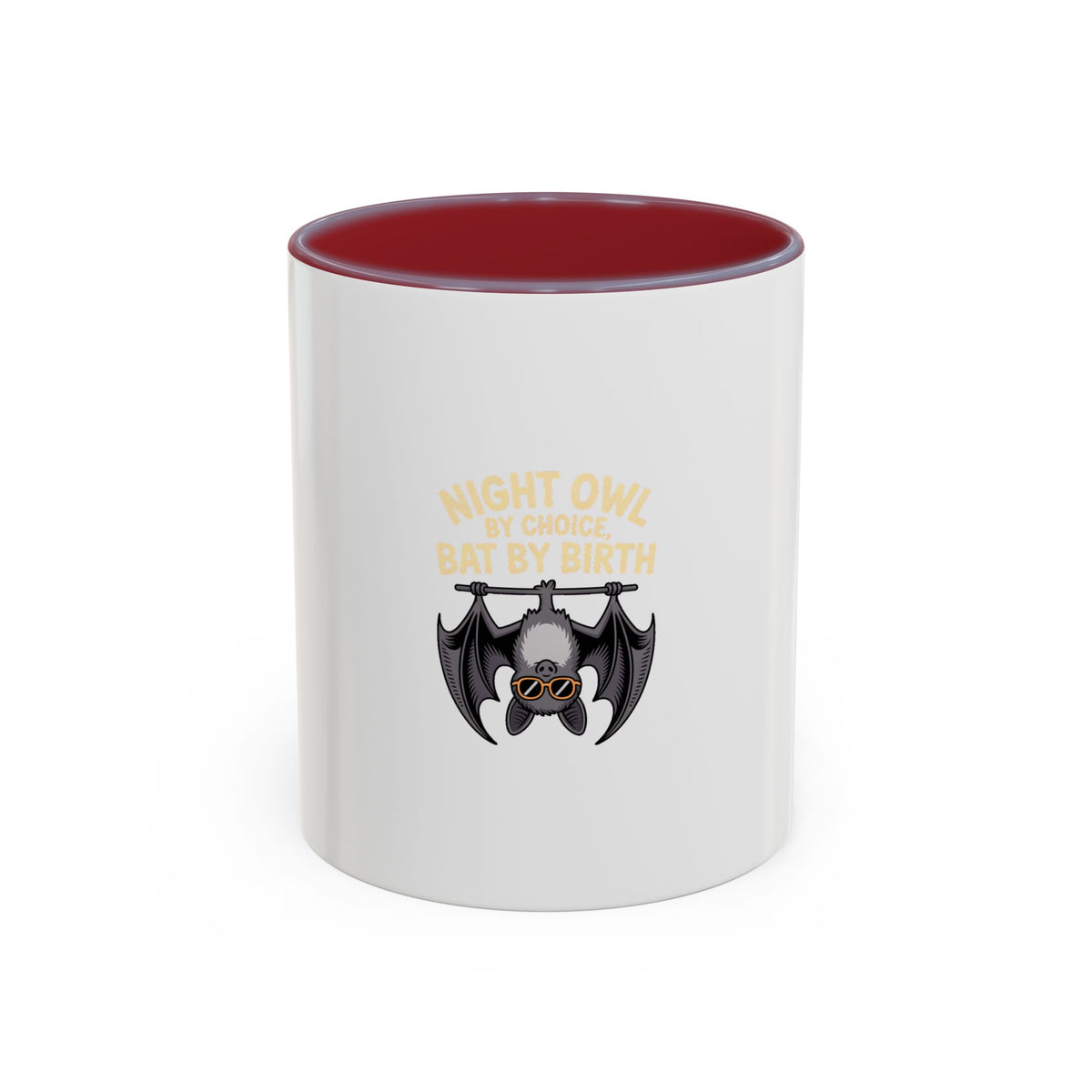 Night Owl By Choice Bat Mug, Funny Bat Coffee Mug, Cute Cartoon Bat Lover Gift, Halloween Coffee Cup, Insomniac Night Owl Gift Mug