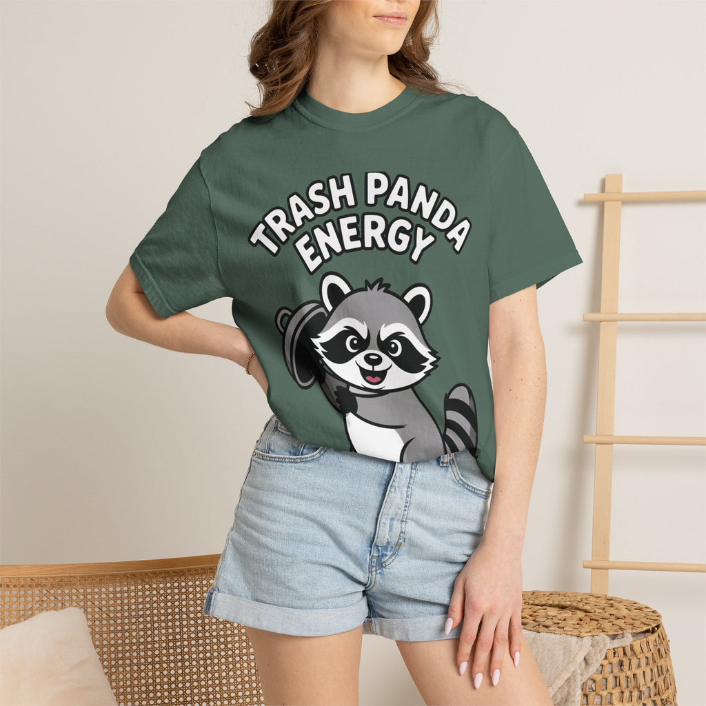 Trash Panda Energy T-Shirt, Funny Raccoon Shirt, Cute Raccoon Graphic Tee, Trash Panda Lover Gift, Unisex Garment Dyed Tee