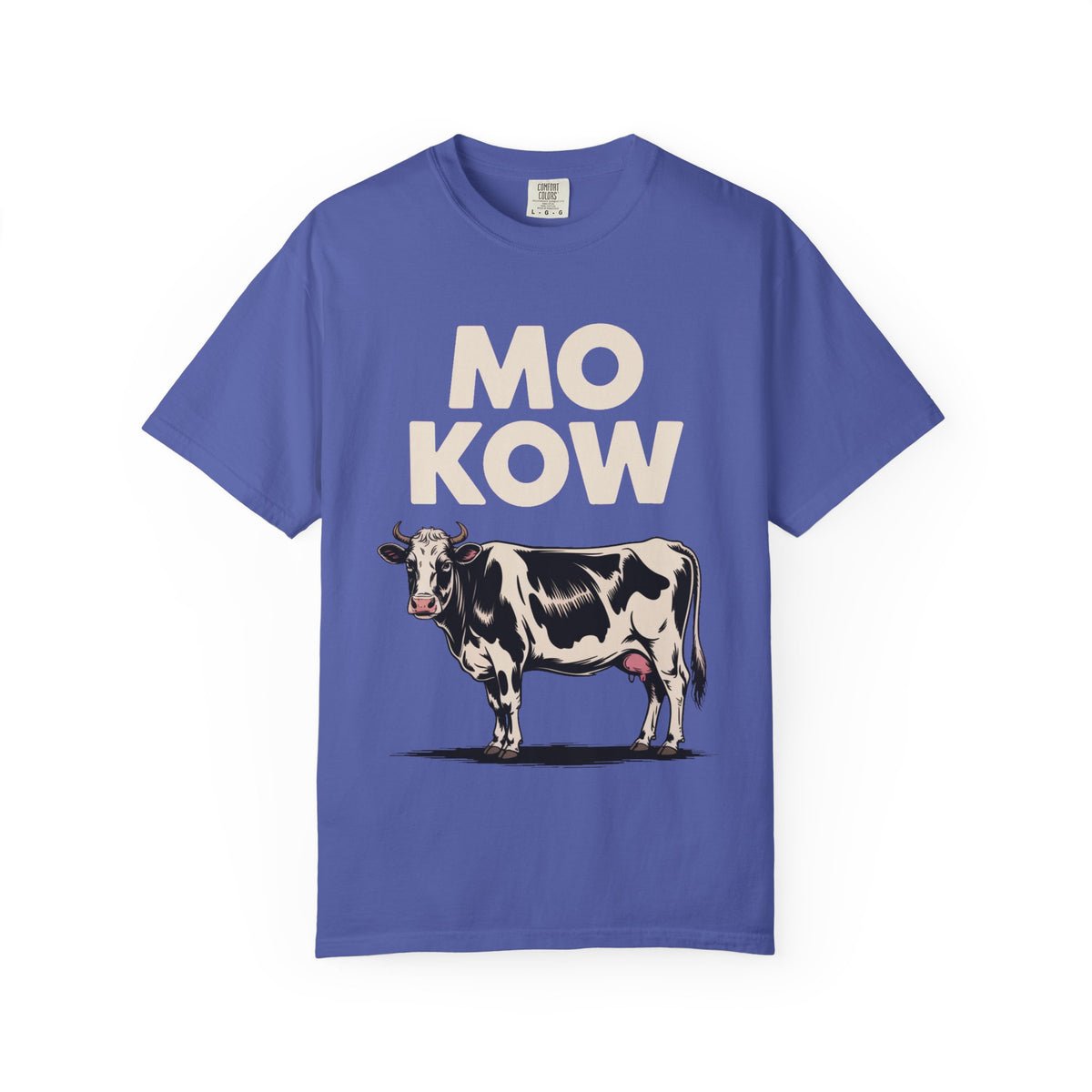 Mo Kow Funny Cow Shirt, Absurd Meme T-Shirt, Deadpan Farm Animal Tee, Weird Cow Lover Gift, Funny Misspelled Label Shirt