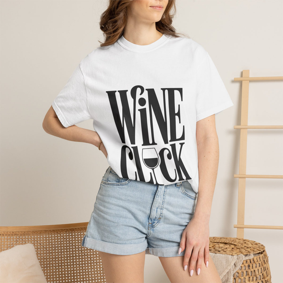 Wine O'Clock Shirt, Funny Wine Lover T-Shirt, Bold Typography Wine Glass Tee, Cute Gift for Wine Drinker