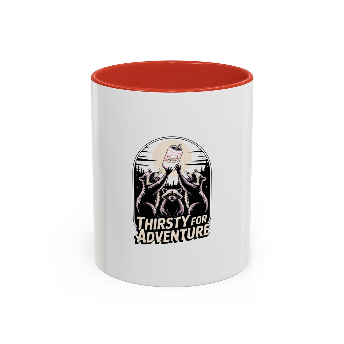 Thirsty For Adventure Raccoons Mug, Funny Vintage Poster Mug, Retro Raccoon Coffee Cup, Camping Adventure Gift Mug
