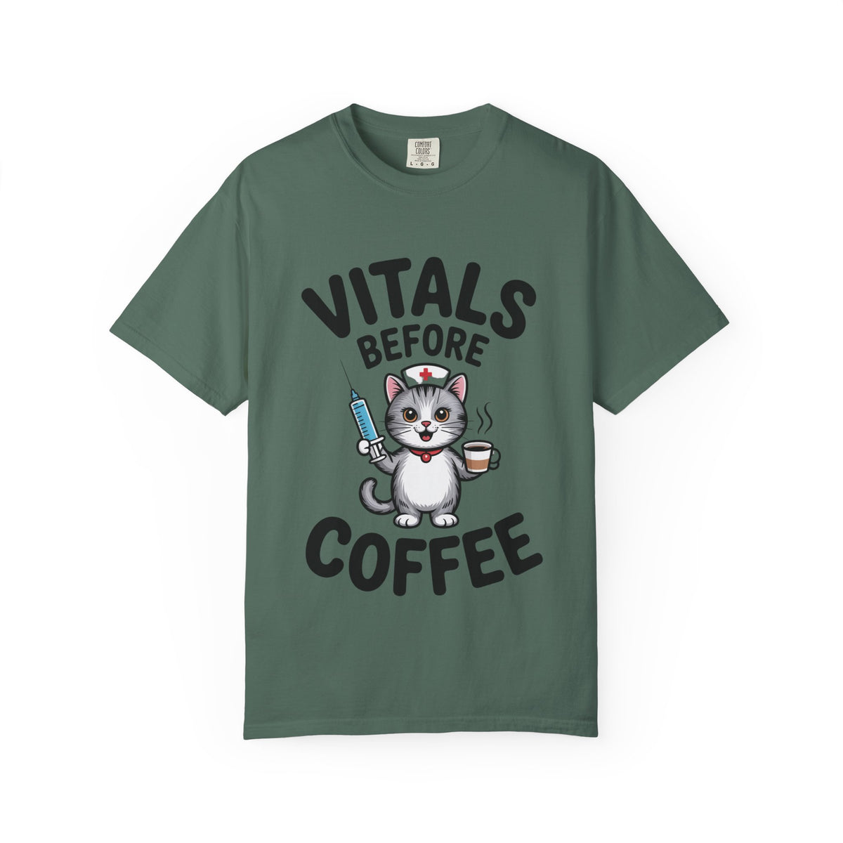 Vitals Before Coffee Nurse Shirt, Funny Nurse Cat T-Shirt, Cute Nurse Gift, Nursing Student Shirt, RN Coffee Lover Tee