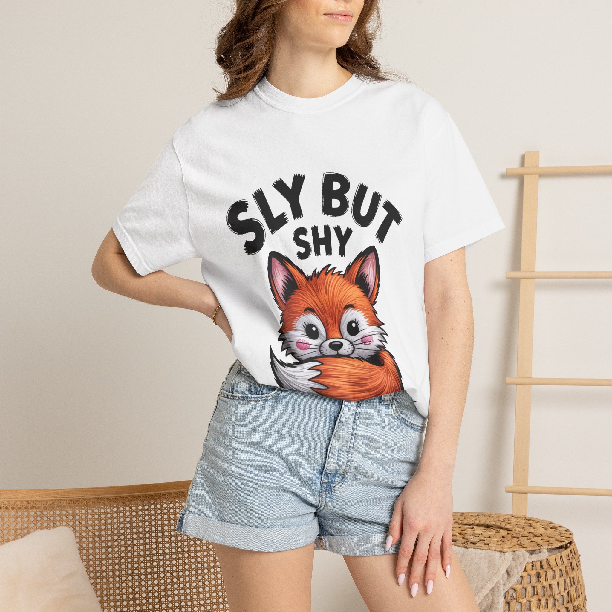 Sly But Shy Fox Shirt, Cute Cartoon Fox T-Shirt, Funny Blushing Fox Tee, Shy Animal Lover Gift, Cottagecore Fox Graphic Shirt