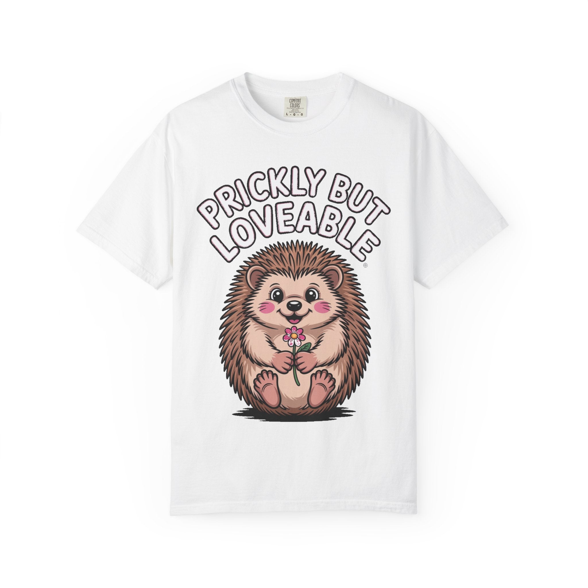Prickly But Loveable Hedgehog Shirt, Cute Cartoon Hedgehog T-Shirt, Funny Animal Lover Gift, Flower Hedgehog Tee