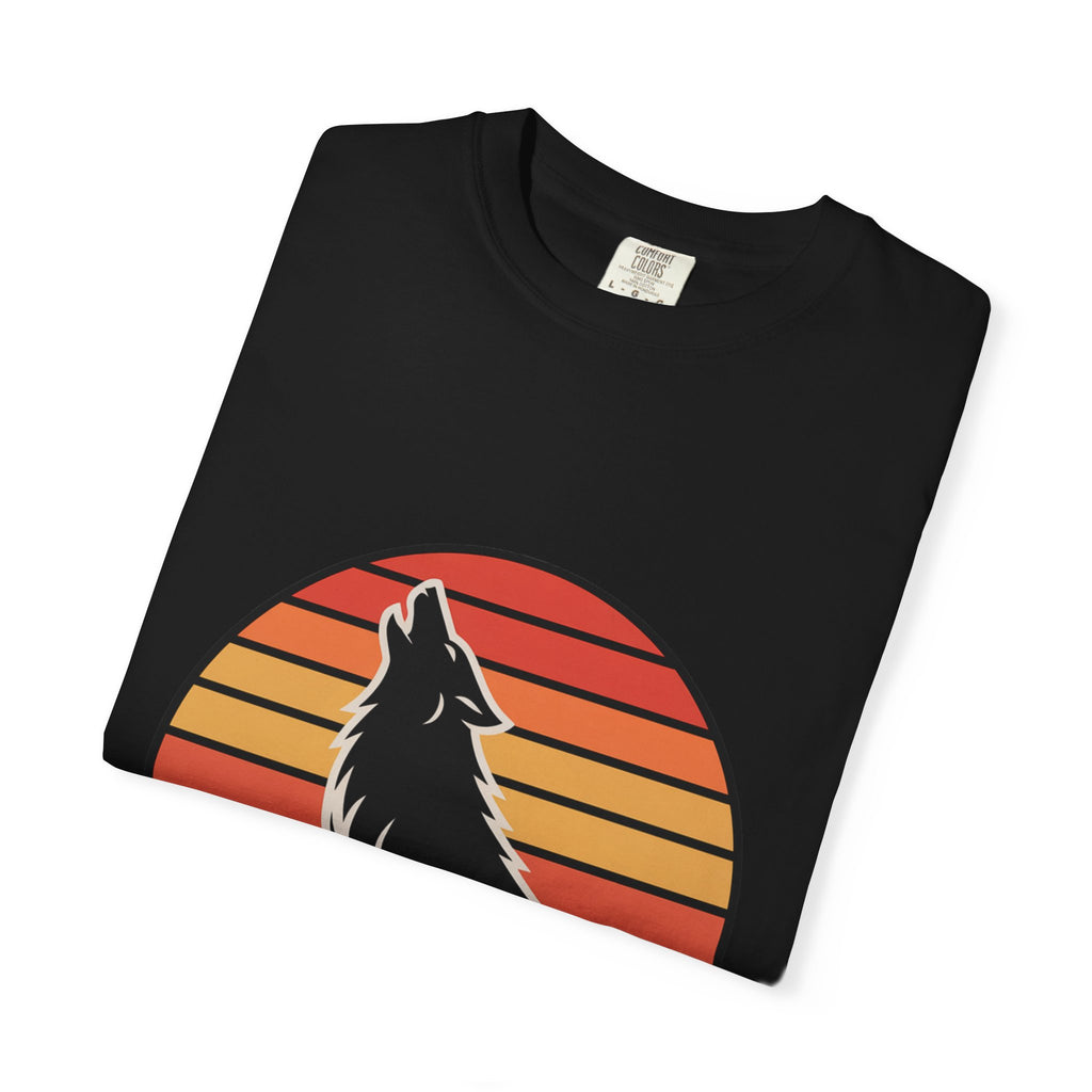Retro Sunset Wolf Badge T-Shirt