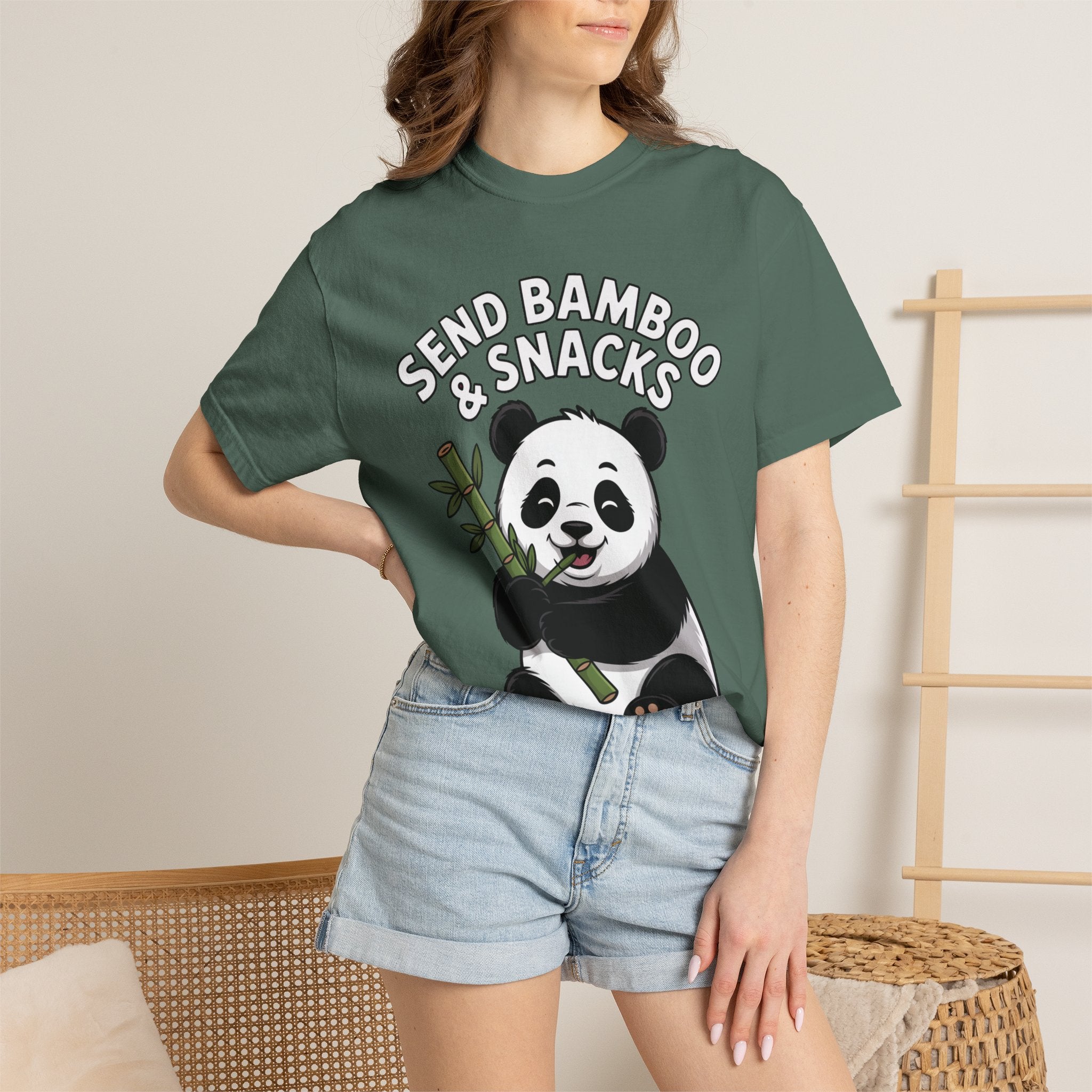 Send Bamboo Panda Shirt, Funny Panda T-Shirt, Cute Bamboo Snacks Tee, Panda Lover Gift, Cartoon Panda Graphic Shirt