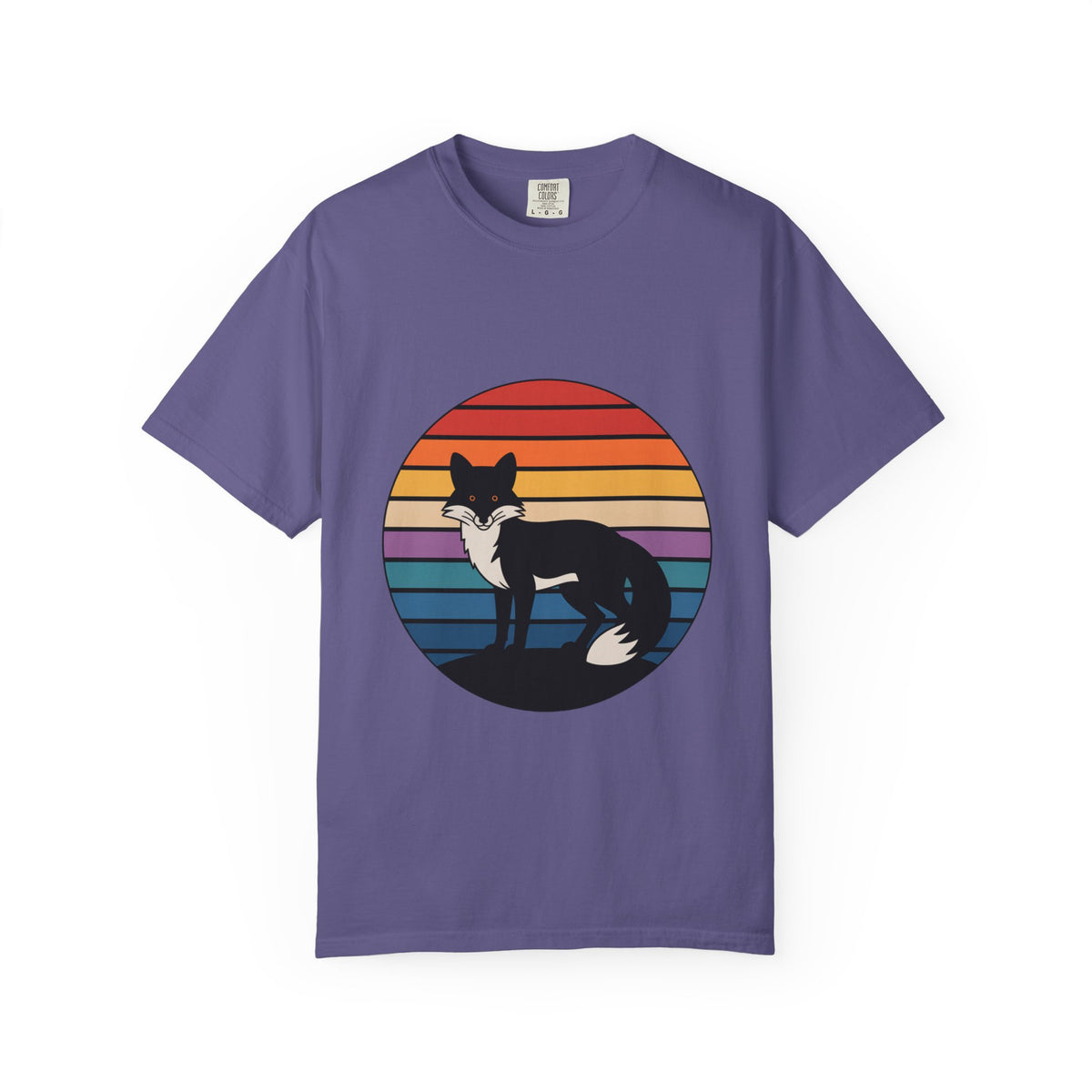 Retro Sunset Fox Badge T-Shirt
