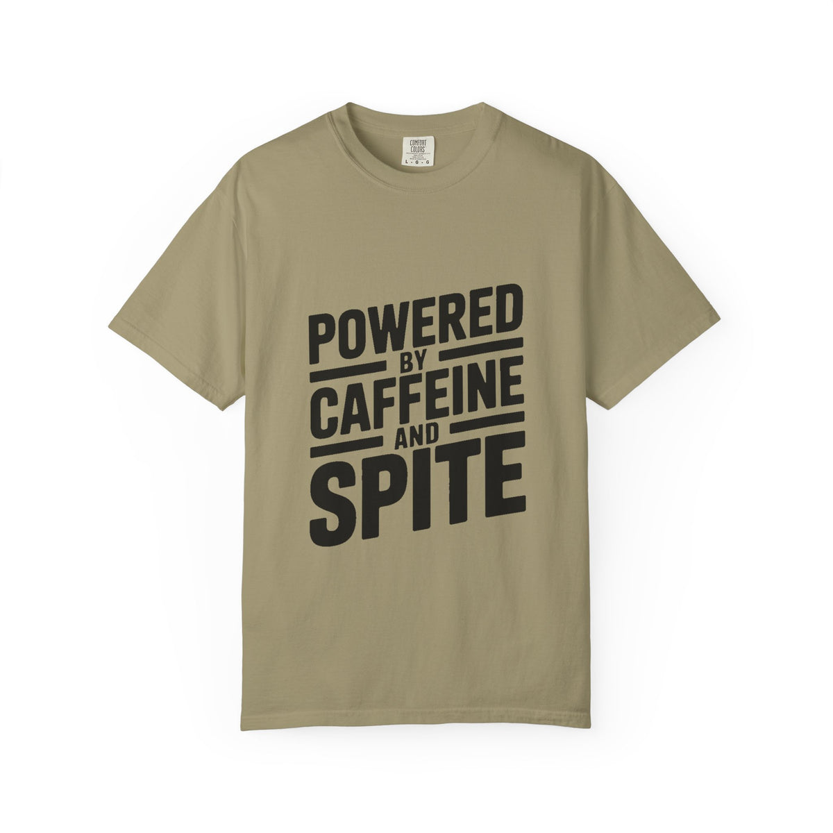 Powered By Caffeine And Spite Shirt, Funny Sarcastic Coffee T-Shirt, Bold Typography Tee, Sarcastic Gift for Coworker