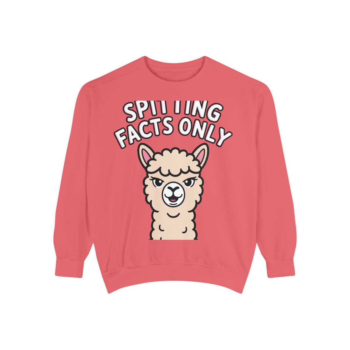 Alpaca Spitting Facts Sweatshirt, Funny Sassy Alpaca Crewneck, Cute Embroidered-Style Animal Sweatshirt, Alpaca Lover Gift