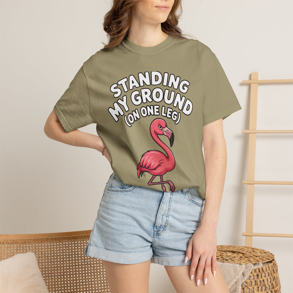 Standing My Ground Flamingo Shirt, Funny One Leg Flamingo T-Shirt, Sassy Bird Lover Gift, Cute Cartoon Flamingo Tee