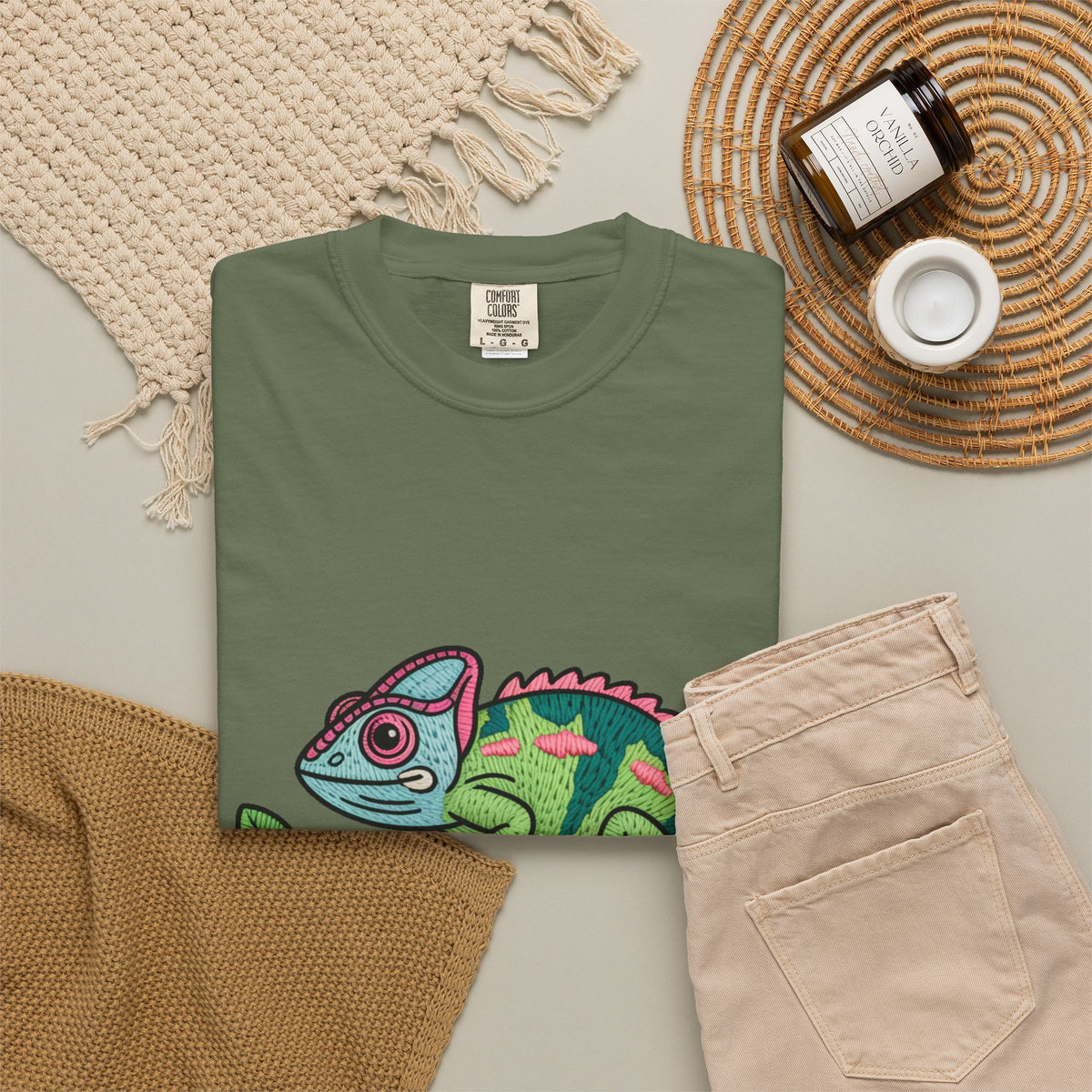 Cute Chameleon Shirt, Chameleon On A Branch T-Shirt, Cartoon Reptile Lover Gift, Funny Chameleon Tee