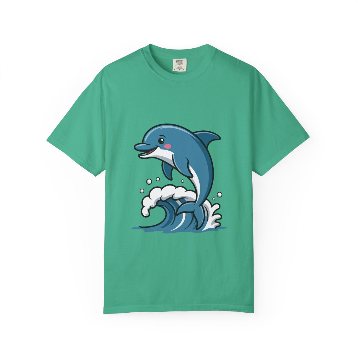 Cute Dolphin T-Shirt, Jumping Wave Dolphin Shirt, Ocean Lover Gift, Garment Dyed Unisex Tee, Beach Vacation Shirt