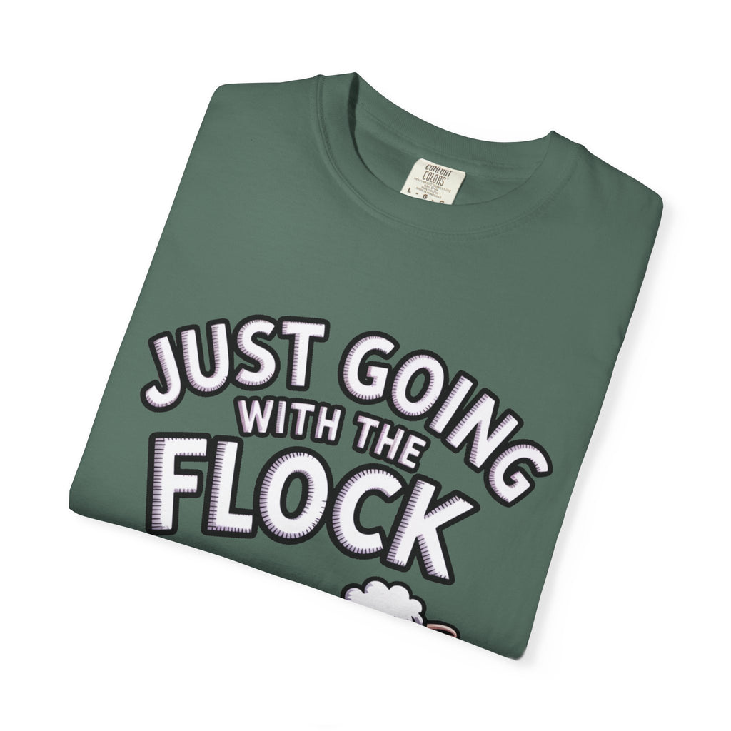 Funny Sheep T-Shirt, 'Just Going With The Flock' Shirt, Cute Cartoon Sheep Tee, Sarcastic Gift for Introverts