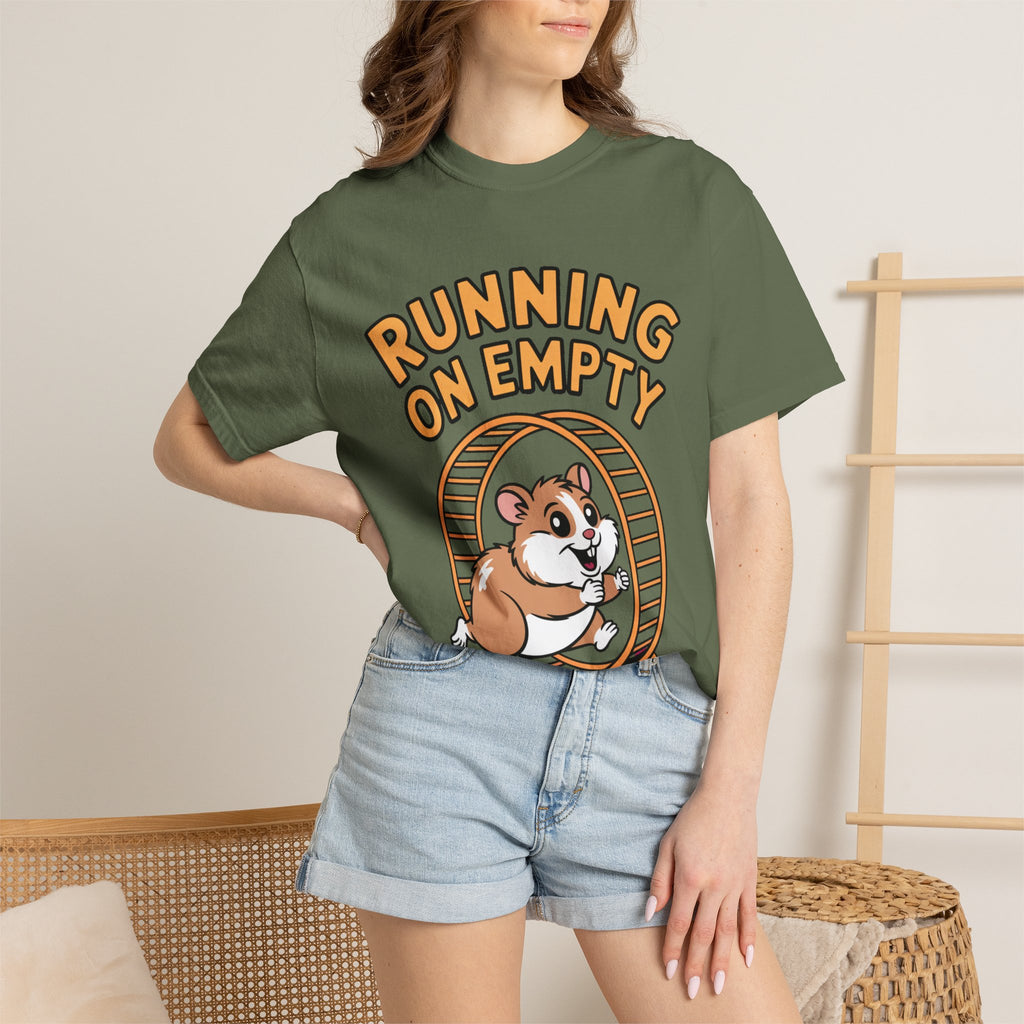Running On Empty Hamster Shirt, Funny Tired Hamster T-Shirt, Exhausted Wheel Runner Tee, Funny Gift for Tired Friend