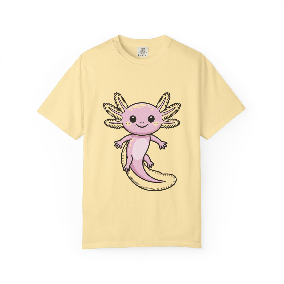 Cute Axolotl Shirt, Smiling Axolotl T-Shirt, Kawaii Axolotl Lover Gift, Garment Dyed Unisex Tee