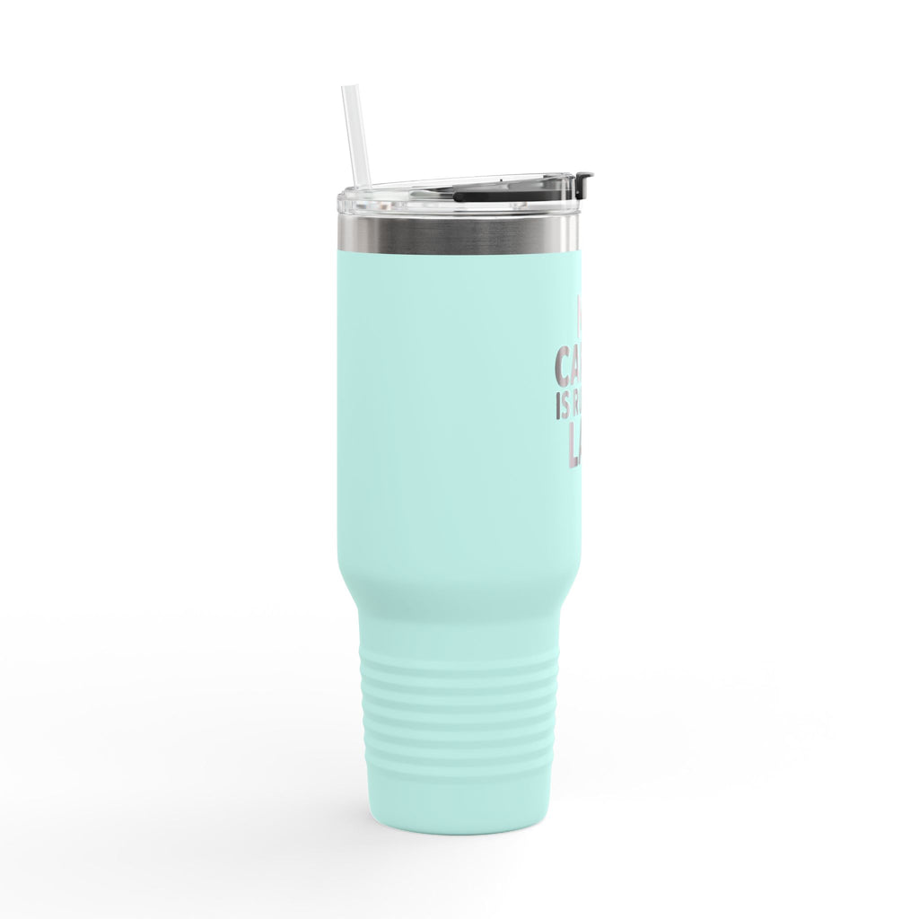 My Cardio Is Running Late Tumbler, Funny Gym Quote 40oz Mug, Sarcastic Fitness Travel Cup, Workout Humor Gift for Her Him