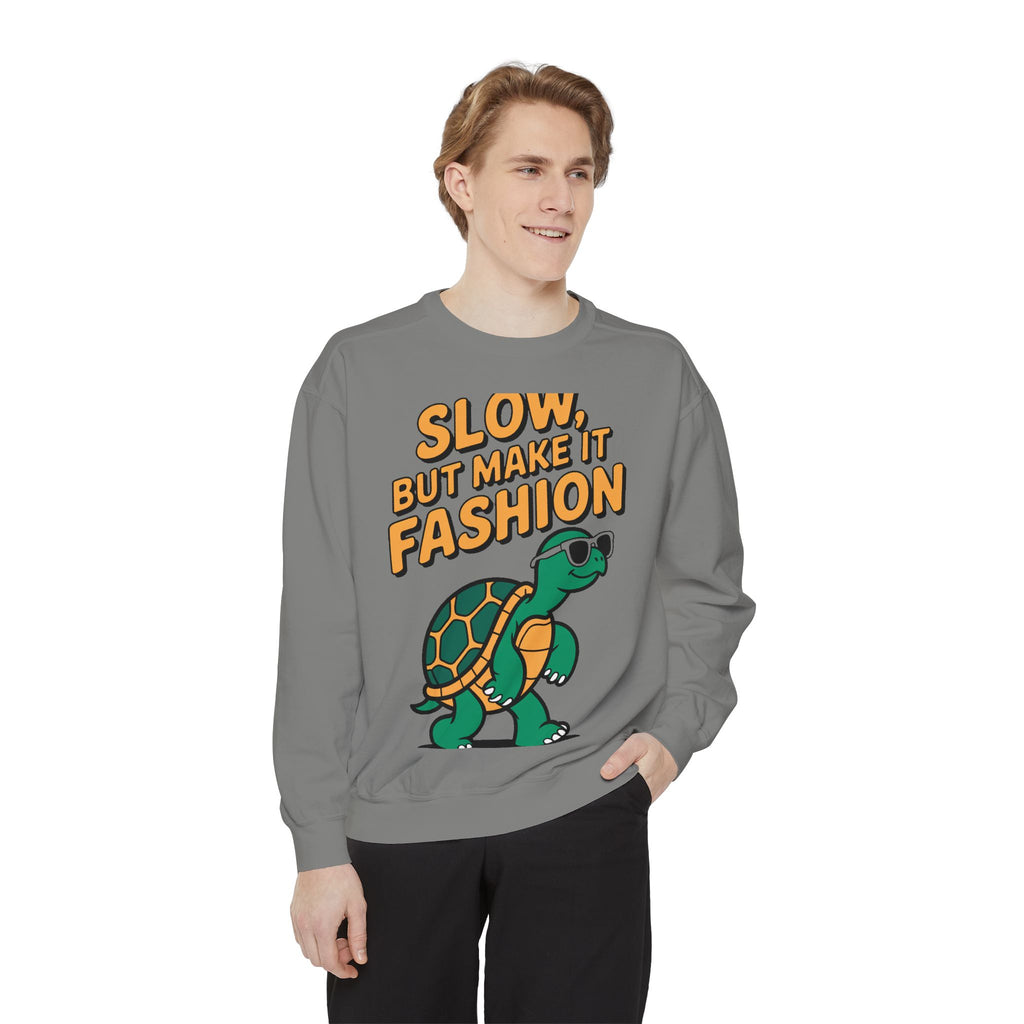 Funny Turtle Sweatshirt, Slow But Make It Fashion Crewneck, Cute Sunglasses Turtle Sweater, Retro Turtle Lover Gift
