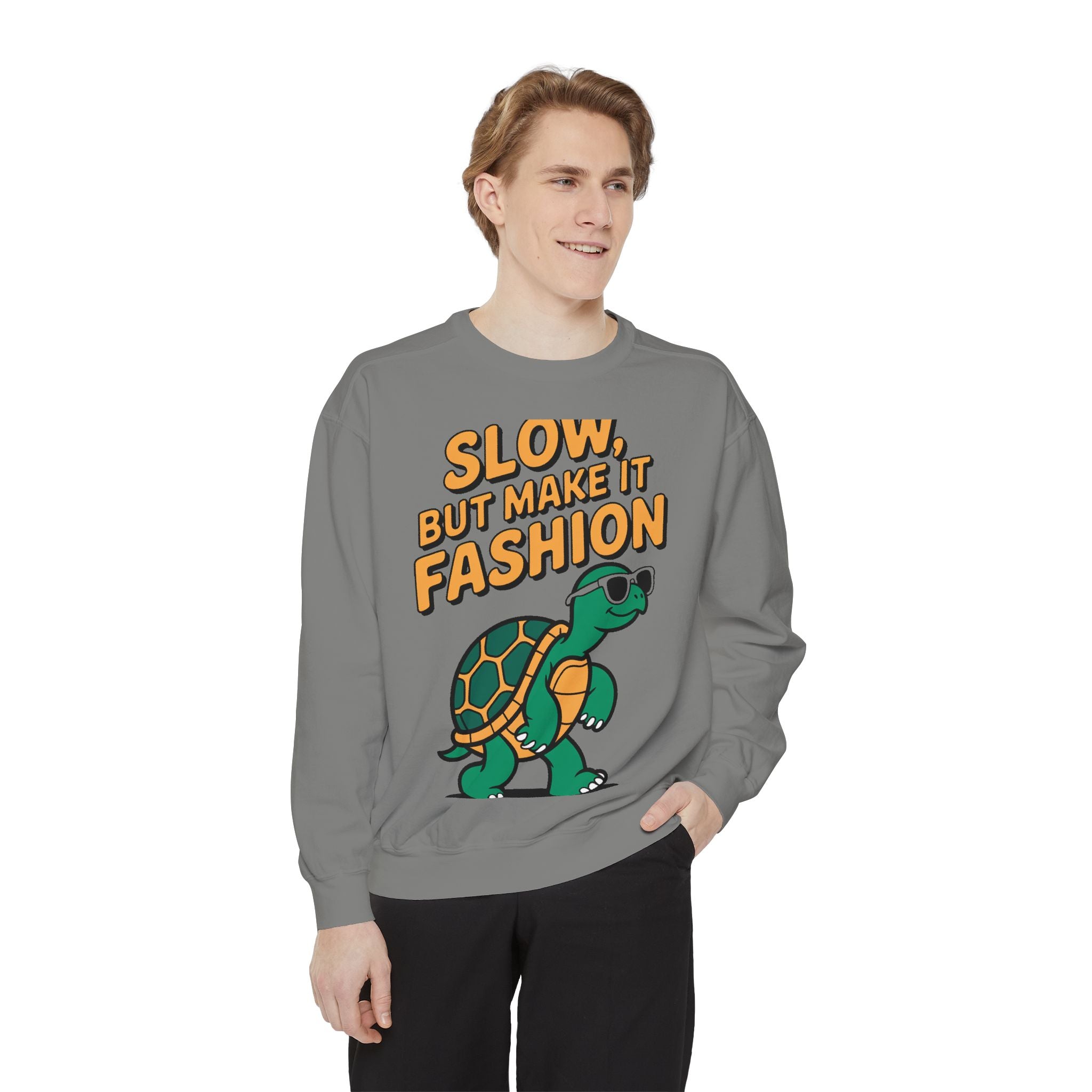 Funny Turtle Sweatshirt, Slow But Make It Fashion Crewneck, Cute Sunglasses Turtle Sweater, Retro Turtle Lover Gift