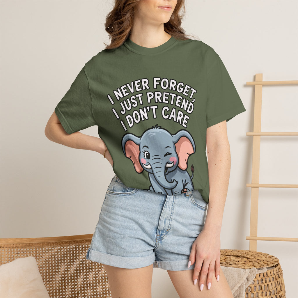 Funny Elephant Shirt, I Never Forget T-Shirt, Sarcastic Elephant Tee, Funny Animal Lover Gift, Witty Quote Shirt for Him or Her