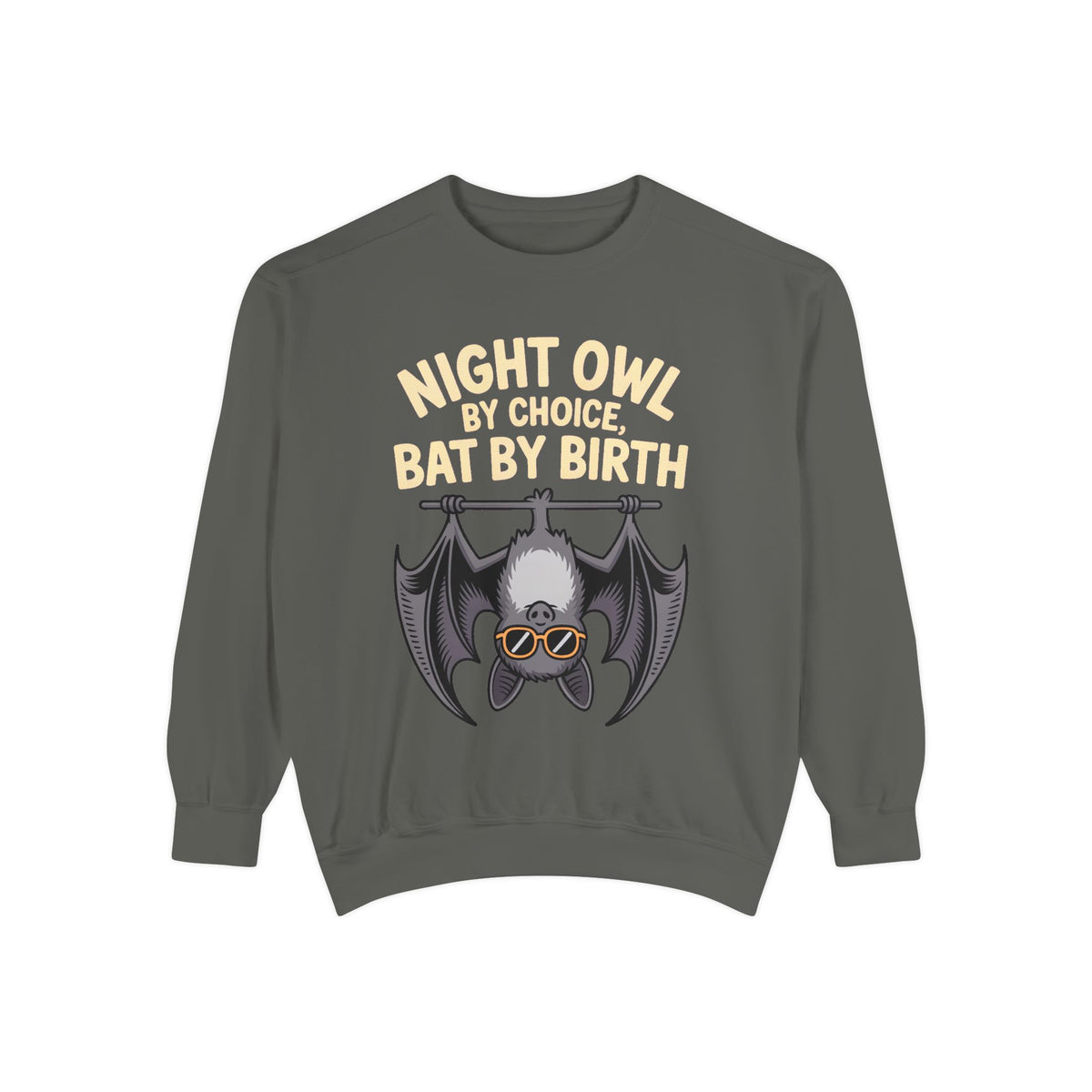 Night Owl By Choice Bat Sweatshirt, Funny Bat Lover Crewneck, Cute Halloween Sweatshirt, Embroidered Patch Style Bat Shirt Gift