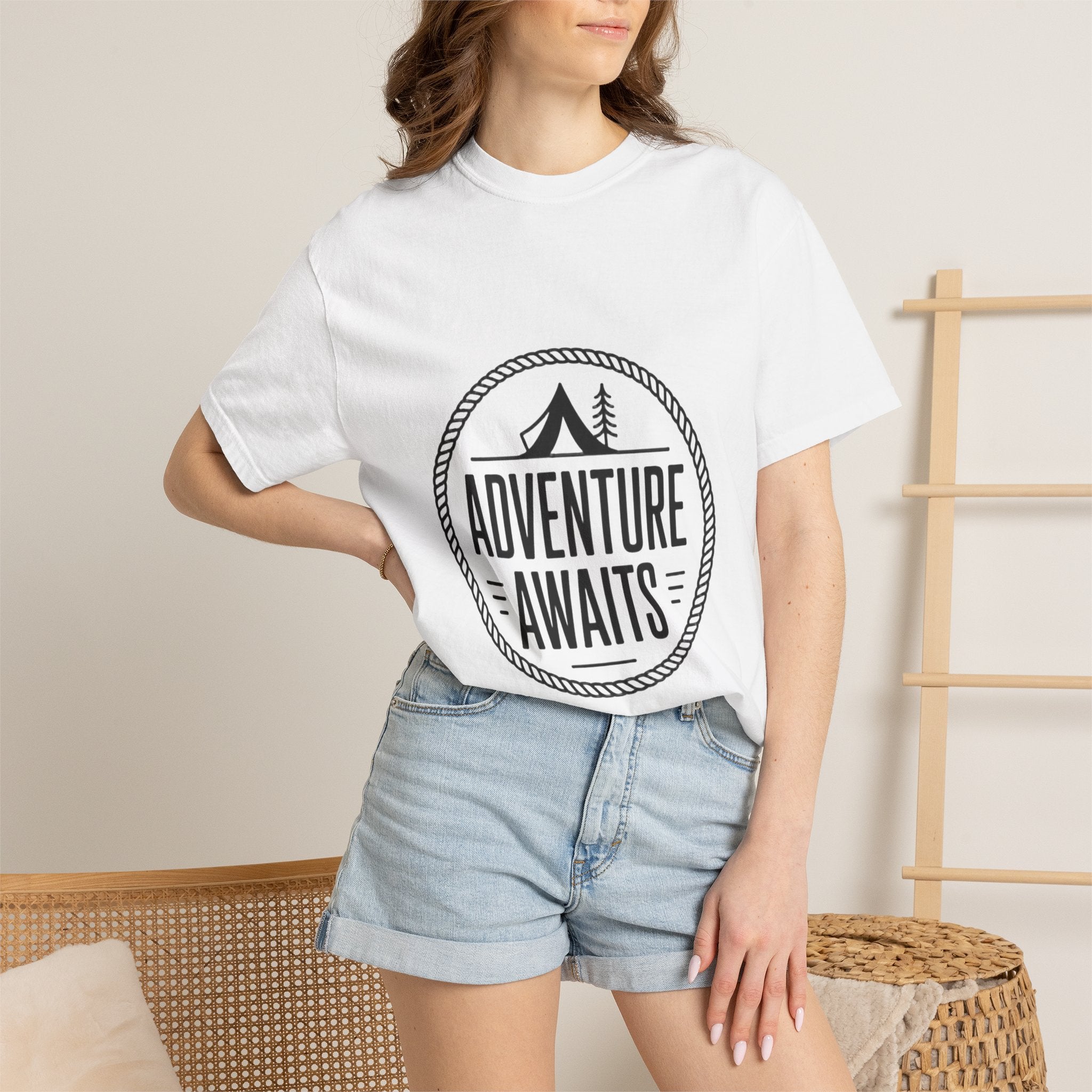 Adventure Awaits Camp Badge Shirt, Vintage Camping T-Shirt, Outdoor Lover Gift, Retro Hiking Tee, Pine Tree Nature Shirt