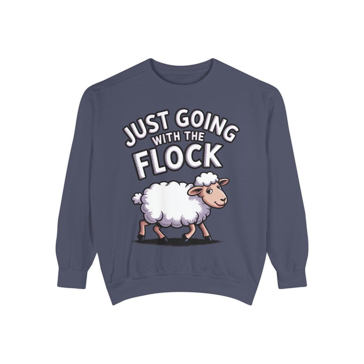 Funny Sheep Sweatshirt, Going With The Flock Crewneck, Cute Cartoon Sheep Embroidered Sweatshirt, Sarcastic Gift for Introvert