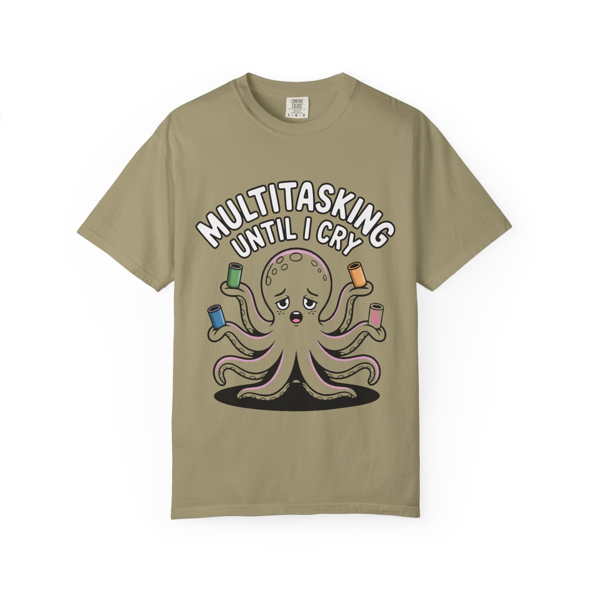 Multitasking Octopus Shirt, Funny Stressed Octopus T-Shirt, Multitasking Until I Cry Tee, Cute Cartoon Octopus Gift