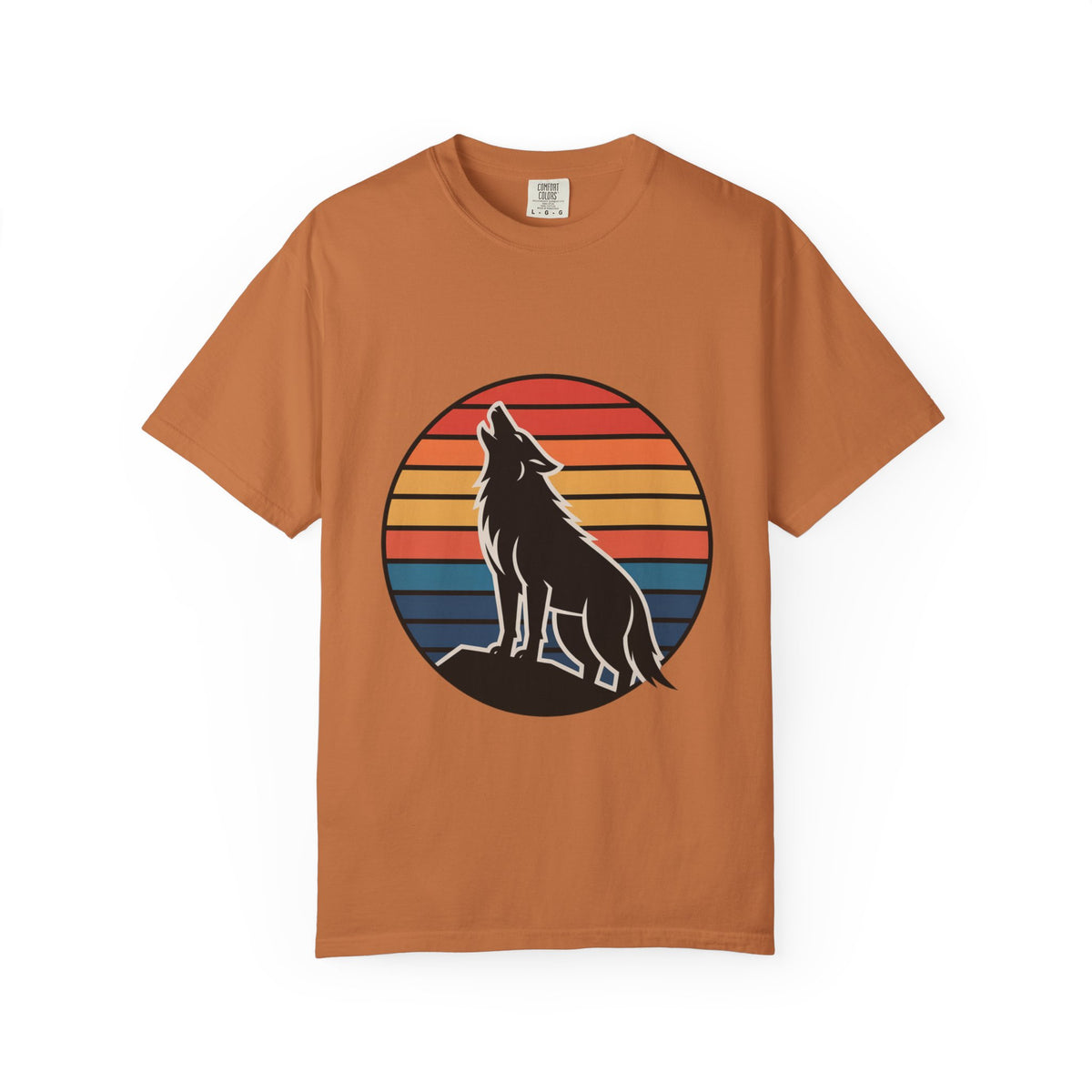 Retro Sunset Wolf Badge T-Shirt