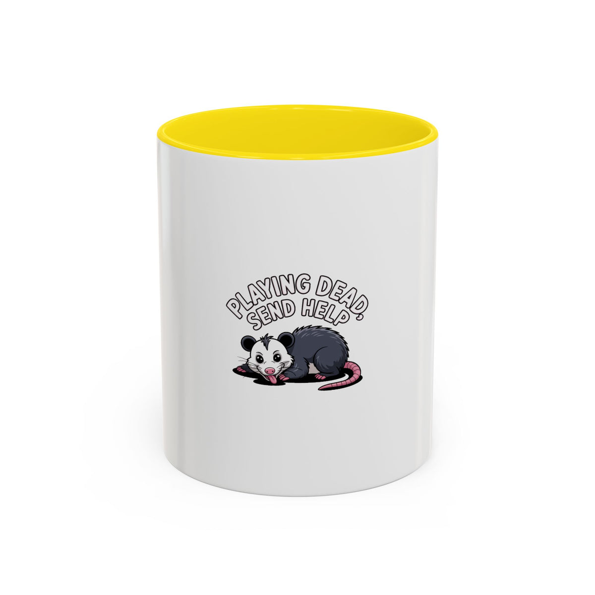 Funny Opossum Mug, Playing Dead Send Help Coffee Mug, Cute Cartoon Possum Gift, Sarcastic Animal Lover Mug