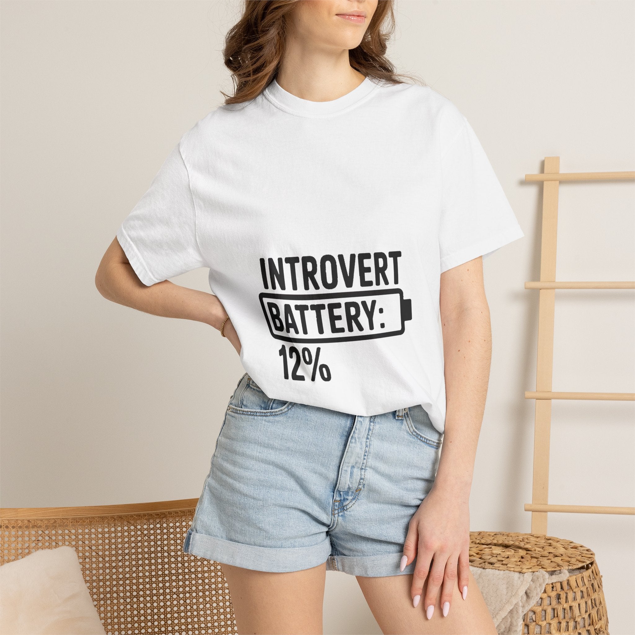 Introvert Battery Low Shirt, Funny Introvert Battery 12% Tee, Social Anxiety Humor T-Shirt, Sarcastic Gift for Introverts