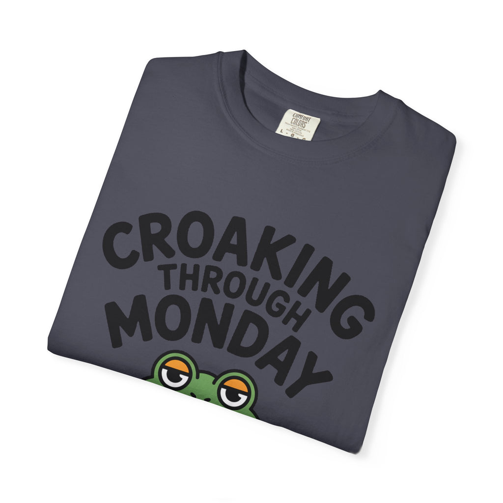 Croaking Through Monday Shirt, Funny Frog Coffee T-Shirt, Cute Frog Lover Gift, Monday Mood Tee, Sarcastic Frog Shirt