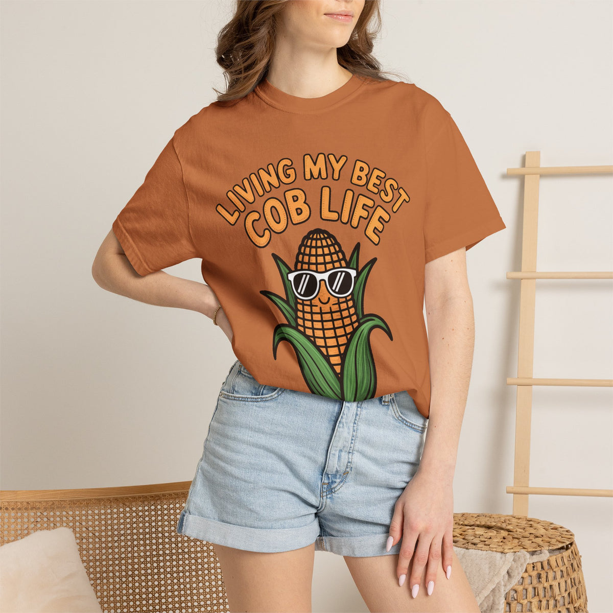 Funny Corn Shirt, Living My Best Cob Life T-Shirt, Cute Corn Sunglasses Tee, Vegetable Lover Gift, Funny Food Shirt
