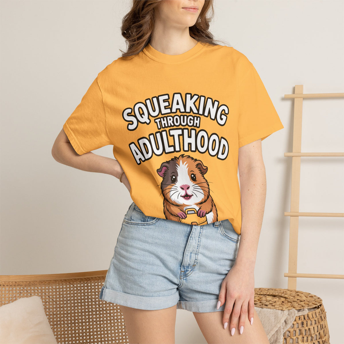 Guinea Pig Squeaking Through Adulthood Shirt, Funny Guinea Pig T-Shirt, Adulting Humor Tee, Cute Guinea Pig Lover Gift