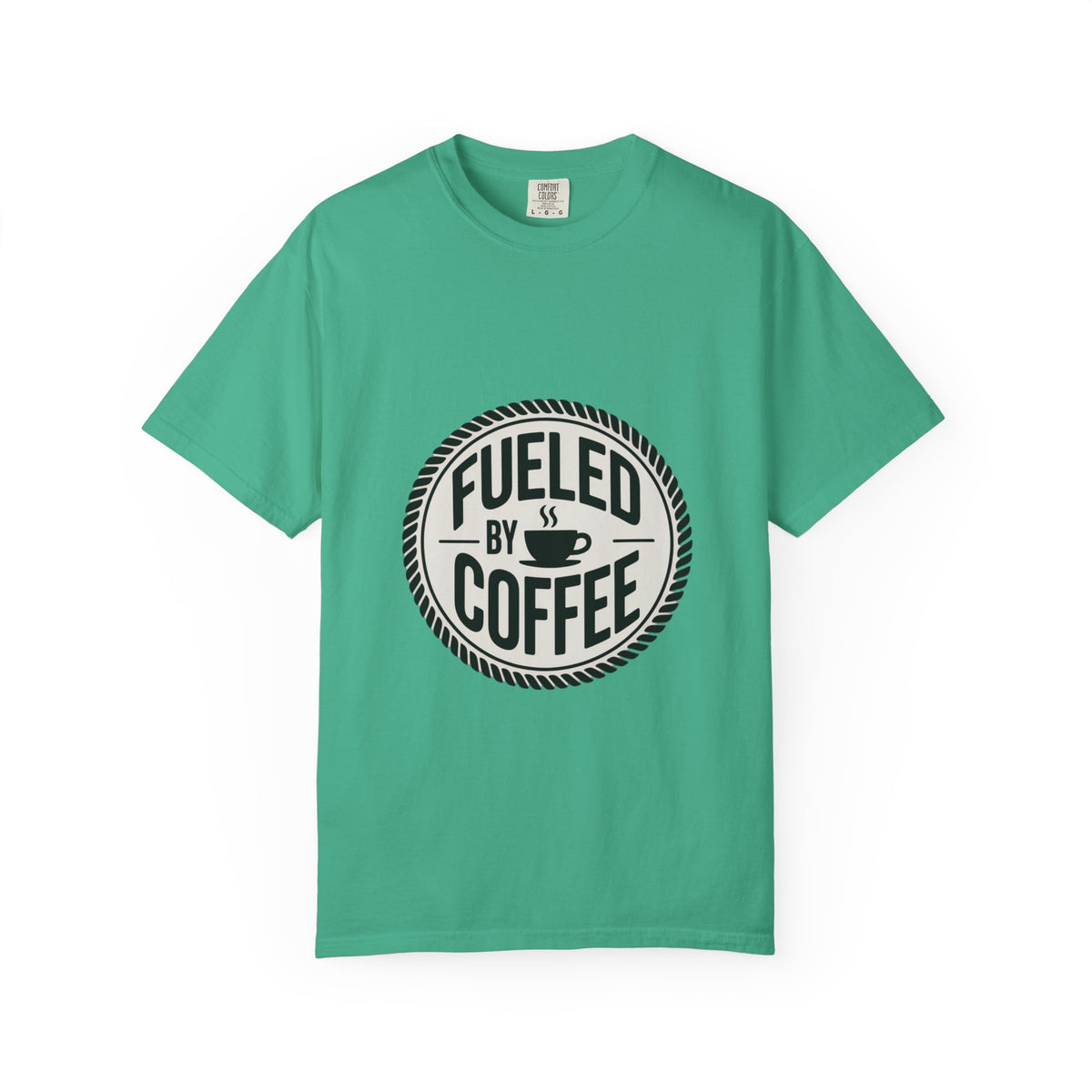 Fueled By Coffee Badge Shirt, Vintage Coffee Lover T-Shirt, Retro Coffee Stamp Logo Tee, Funny Coffee Addict Gift