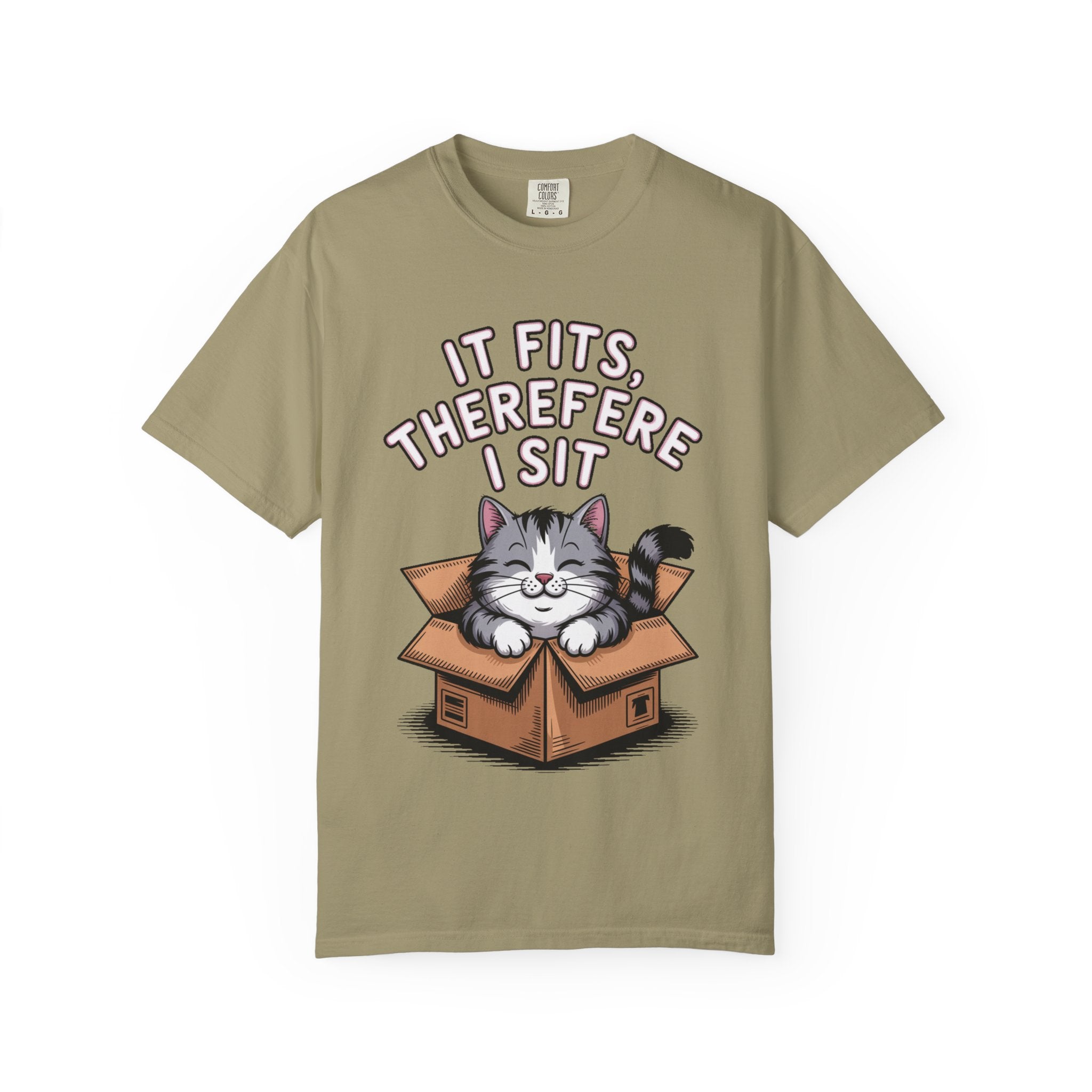 It Fits Therefore I Sit Cat Shirt, Funny Cat In Box T-Shirt, Cute Chubby Cat Lover Gift, Cat Owner Shirt, Funny Cat Meme Tee