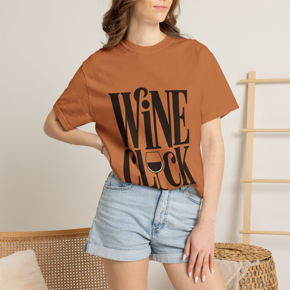 Wine O'Clock Shirt, Funny Wine Lover T-Shirt, Bold Typography Wine Glass Tee, Cute Gift for Wine Drinker