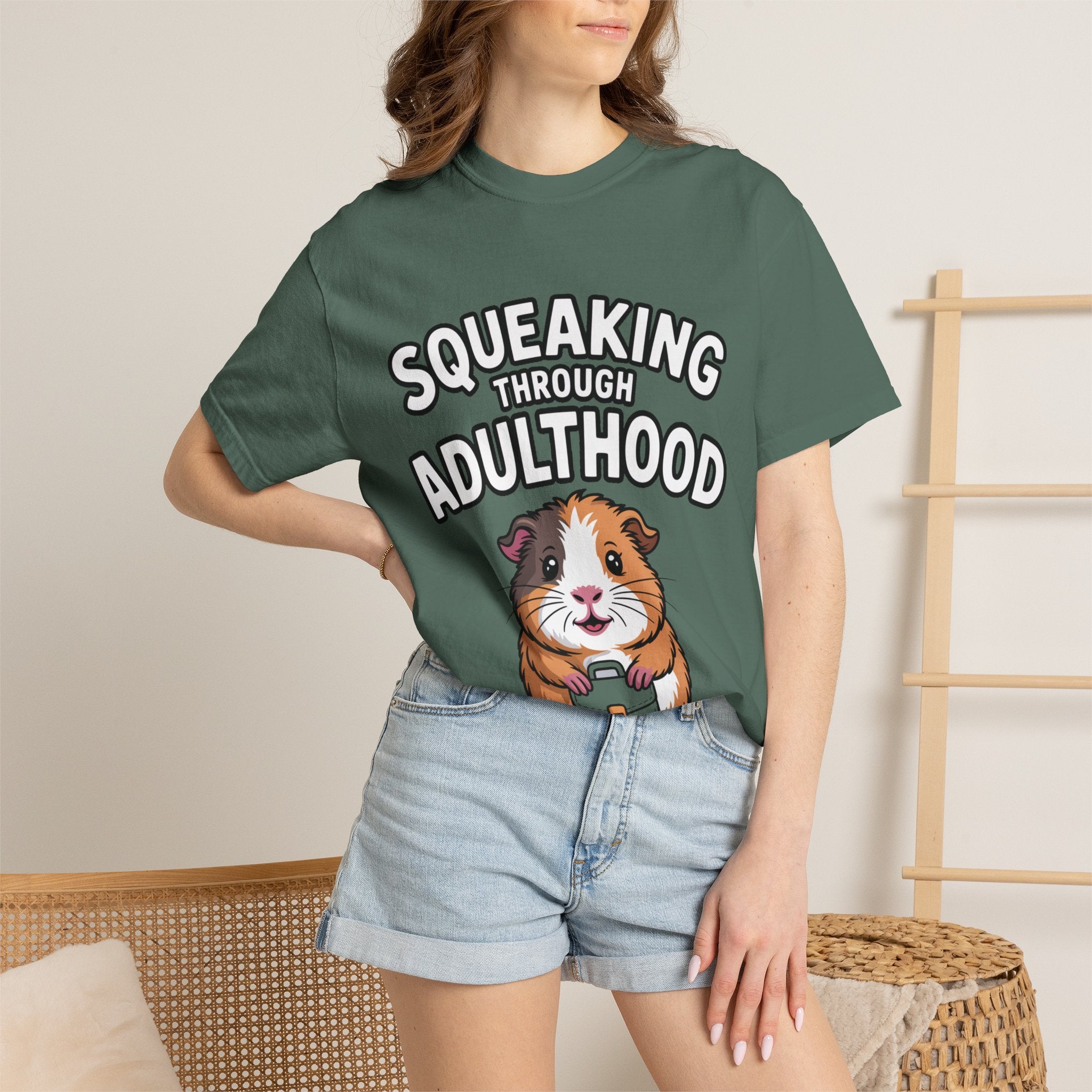 Guinea Pig Squeaking Through Adulthood Shirt, Funny Guinea Pig T-Shirt, Adulting Humor Tee, Cute Guinea Pig Lover Gift