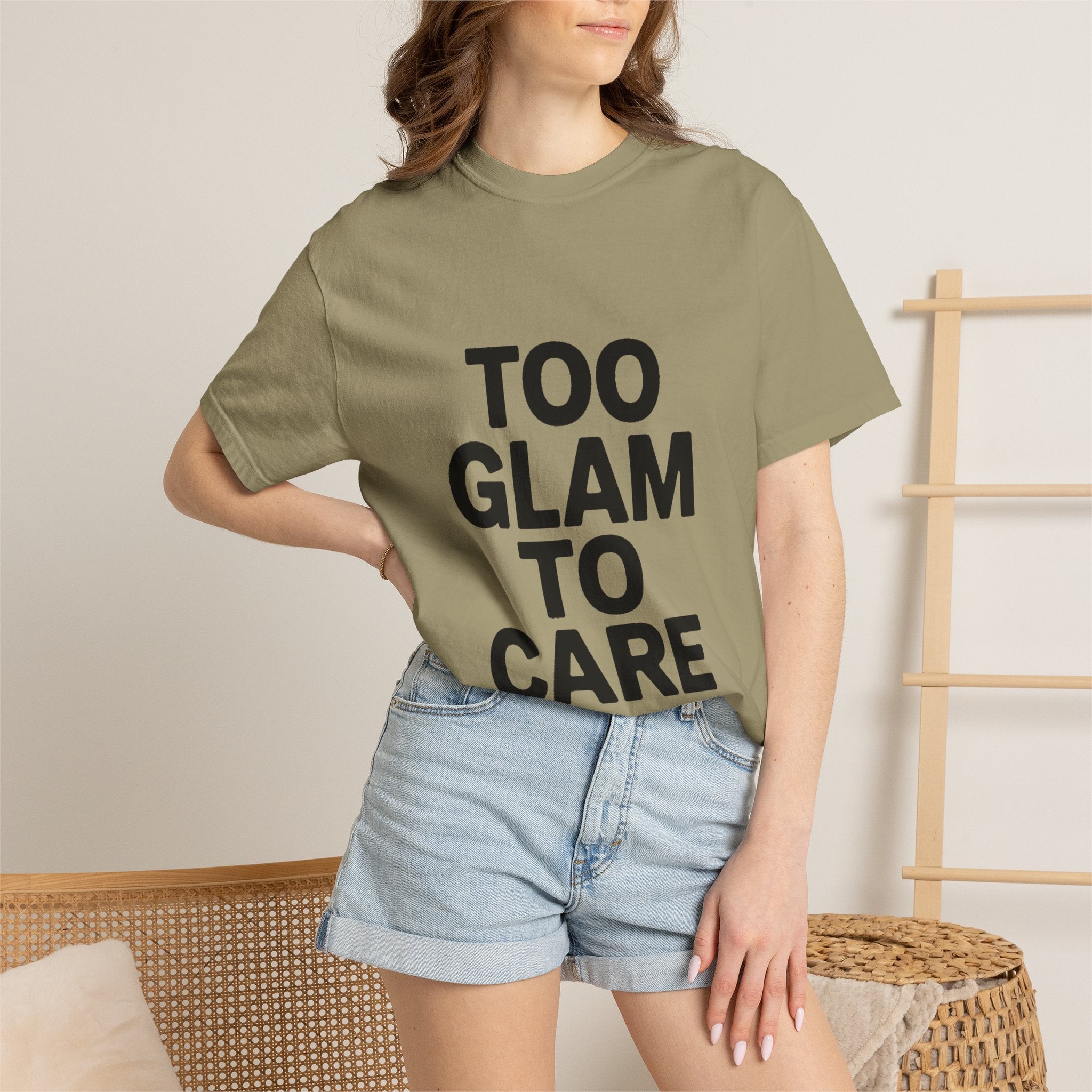 Too Glam To Care Shirt, Bold Typography T-Shirt, Sassy Quote Tee, Minimalist Statement Shirt, Trendy Gift for Her