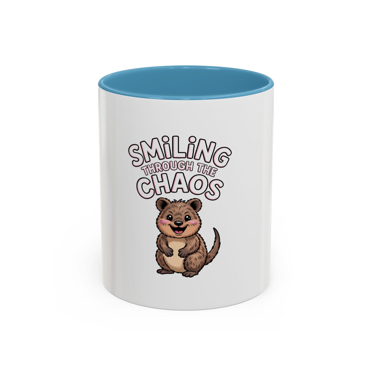 Smiling Through The Chaos Quokka Mug, Funny Cute Quokka Coffee Cup, Positive Vibes Mug, Chaotic Mom Life Gift, Cute Animal Lover Mug