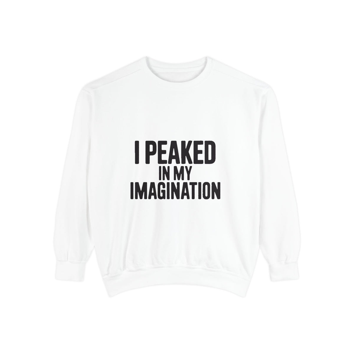 I Peaked In My Imagination Sweatshirt, Funny Sarcastic Crewneck, Bold Typography Embroidered Sweatshirt, Daydreamer Gift