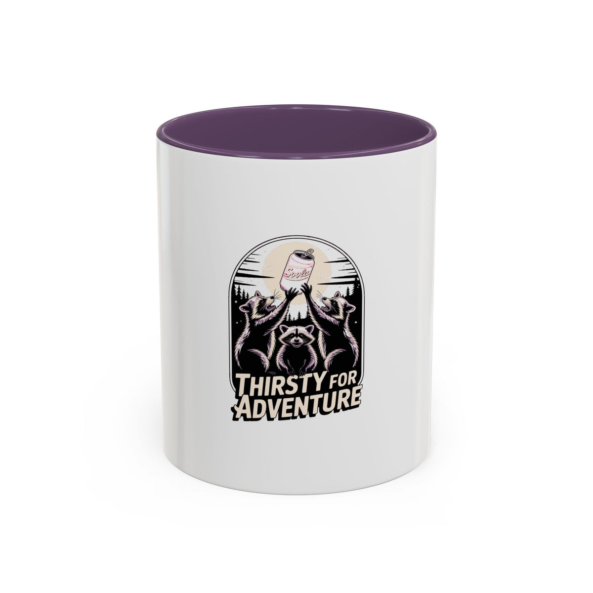 Thirsty For Adventure Raccoons Mug, Funny Vintage Poster Mug, Retro Raccoon Coffee Cup, Camping Adventure Gift Mug