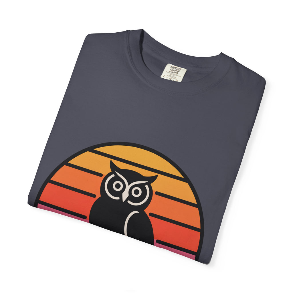 Retro Sunset Owl Badge T-Shirt