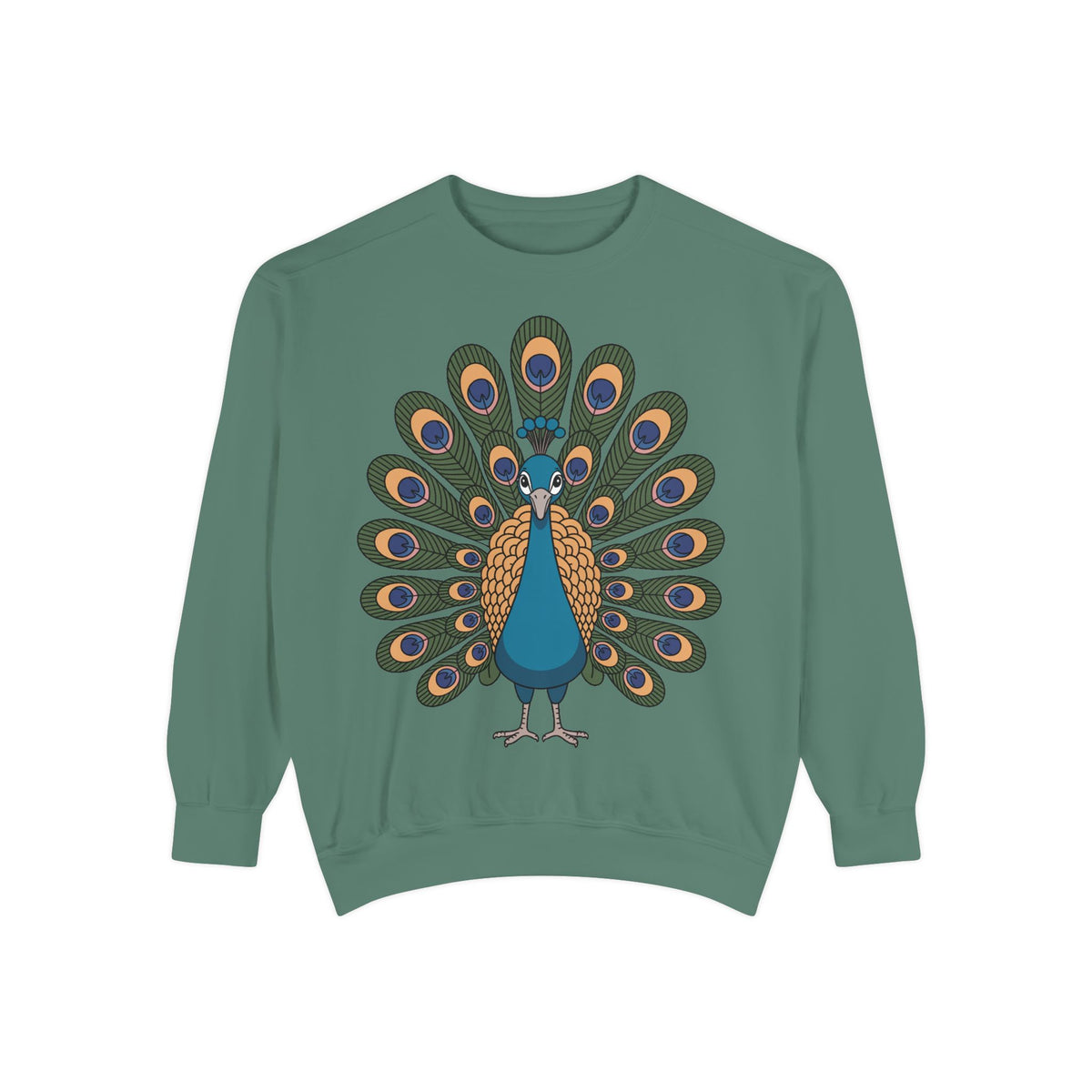 Peacock Sweatshirt, Cute Cartoon Peacock Crewneck, Embroidered Patch Style Feather Sweatshirt, Bird Lover Gift