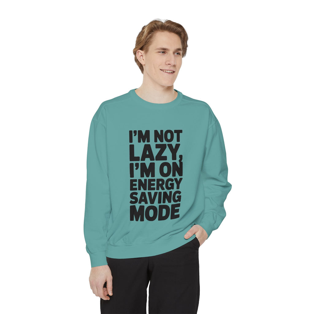 I'm Not Lazy I'm On Energy Saving Mode Sweatshirt, Funny Embroidered Crewneck, Sarcastic Quote Sweatshirt, Lazy Day Gift