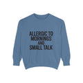 Allergic To Mornings And Small Talk Sweatshirt, Funny Embroidered Crewneck, Sarcastic Quote Sweatshirt, Introvert Gift