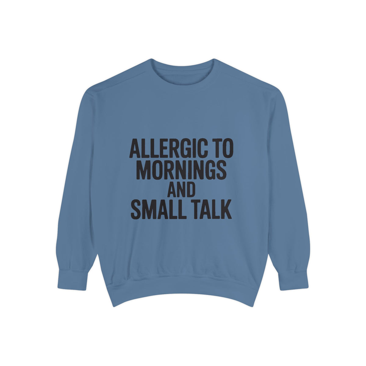 Allergic To Mornings And Small Talk Sweatshirt, Funny Embroidered Crewneck, Sarcastic Quote Sweatshirt, Introvert Gift