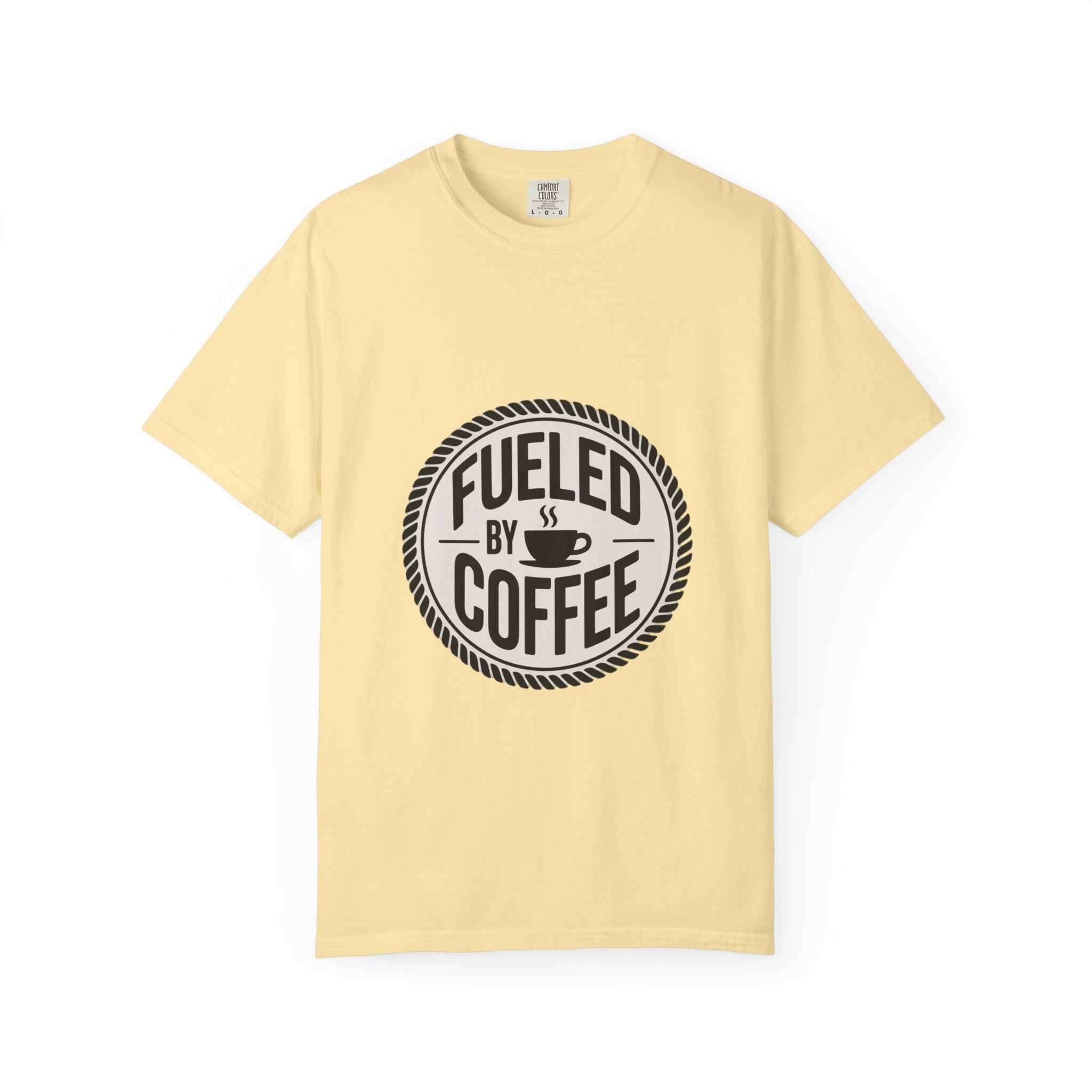 Fueled By Coffee Badge Shirt, Vintage Coffee Lover T-Shirt, Retro Coffee Stamp Logo Tee, Funny Coffee Addict Gift