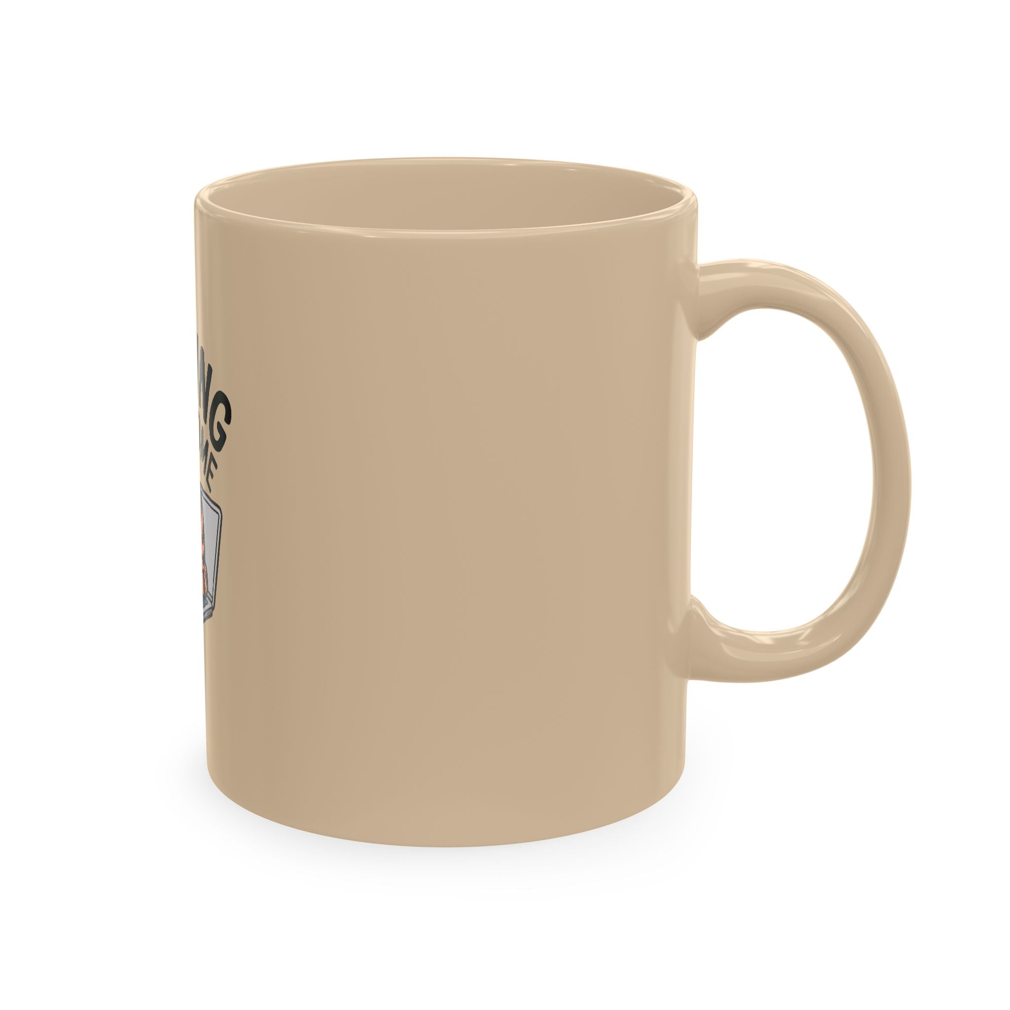Working From Home Cat Mug, Funny Remote Work Coffee Mug, Cute Cat Lover Gift, Lazy Cat Laptop Mug for Coworker or WFH Gift