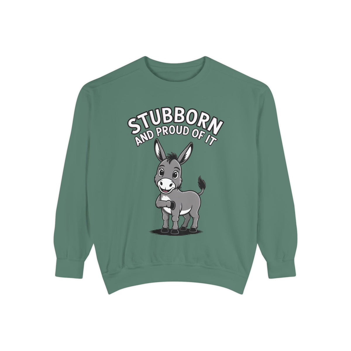 Stubborn Donkey Sweatshirt, Funny Donkey Crewneck, Stubborn And Proud Of It Shirt, Cute Farm Animal Gift, Embroidered Style Sweater